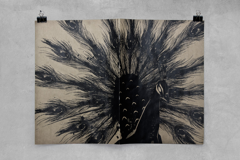 — The peacock on A2 front and back cover...