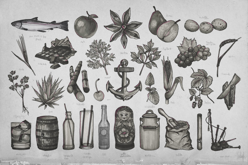 Studio Volito - Ingredients for bar menu