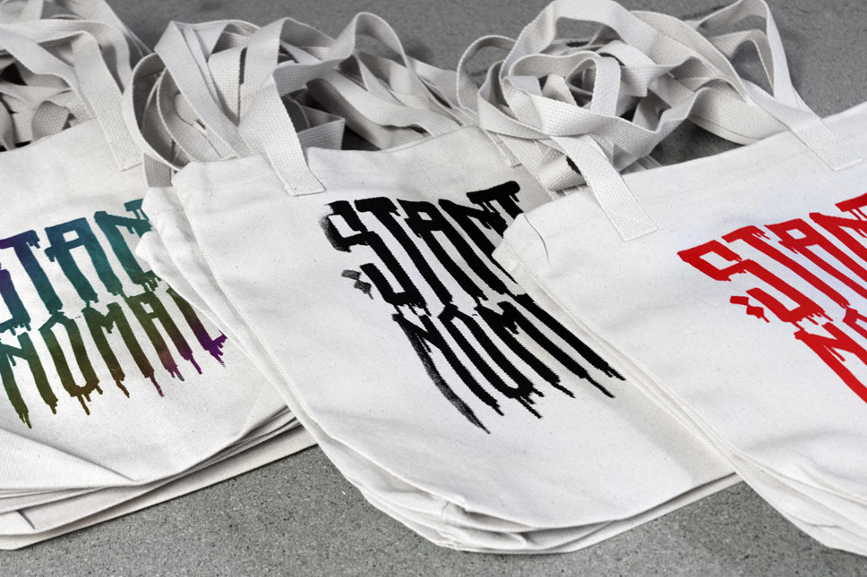 — Bags screenprinted by hand, each with unique colors