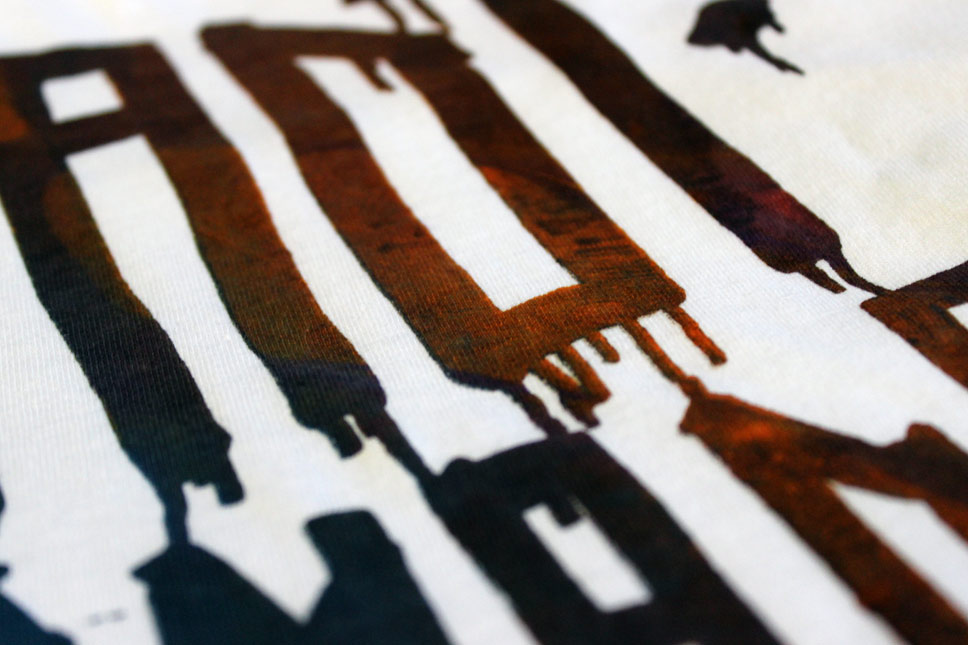— T-Shirts screenprinted by hand, each with unique colors